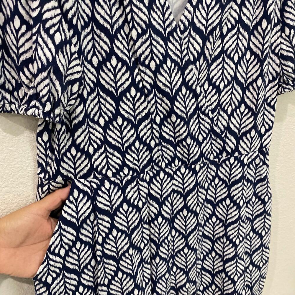 Boden Navy and White Leaf-Print Jumpsuit - Picture 4 of 9